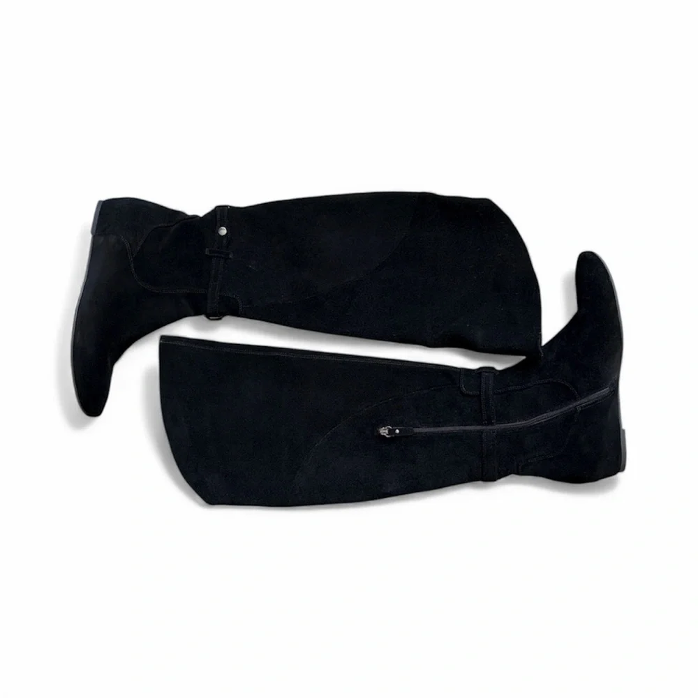 Via Spiga Suede Over the Knee Boots Decorative Strap Possible Fold Over 8.5 Flaw